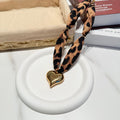 Leopard Print Scarf Necklace Gold Heart Pendant Statement Necklace NIB