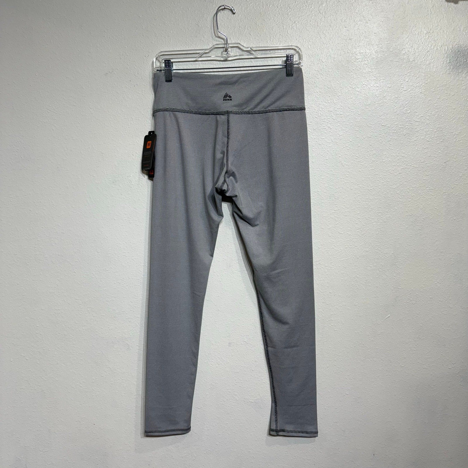 RBX Gray High Rise Striped Ankle Leggings Sz M NWT
