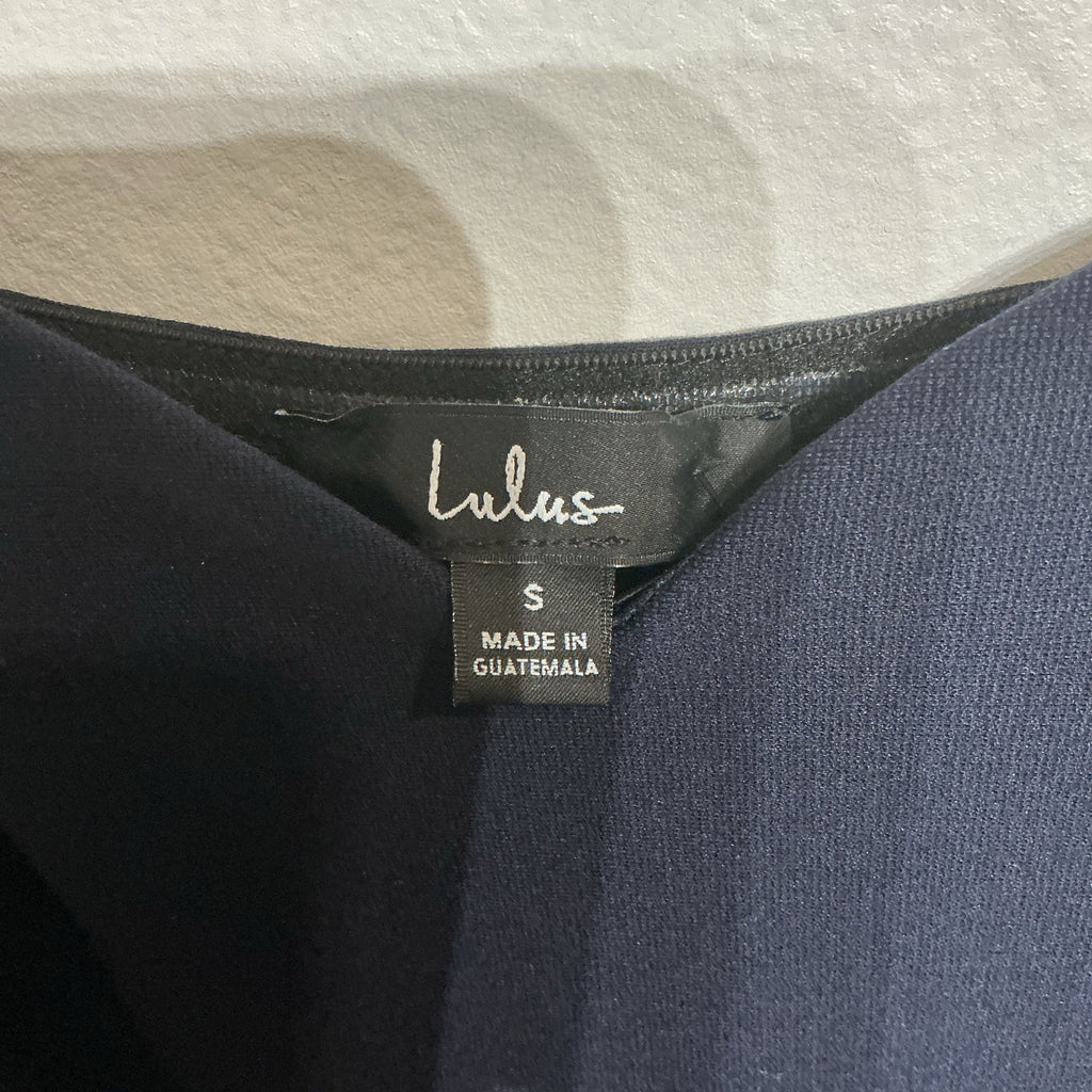 Lulus Midnight Blue How Much I Care Off-the-Shoulder Midi Dress Sz S NWT