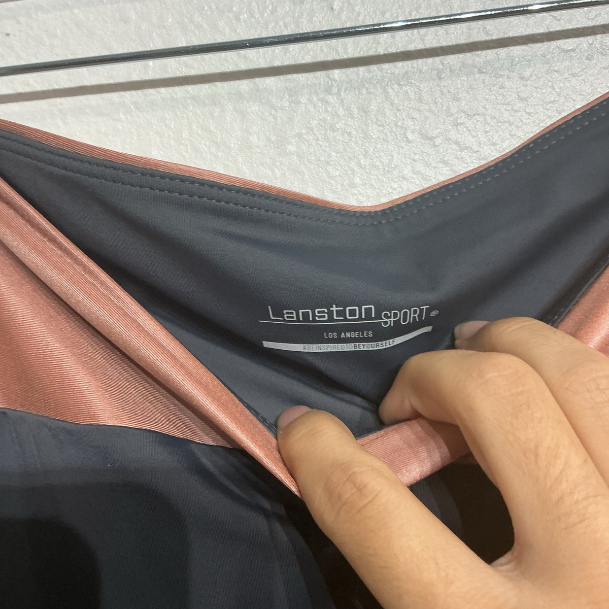 Lanston Sport Gray Pink Colorblock Leggings Sz L NWT