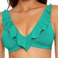Becca By Rebecca Virtue Green Socialite Ariella Ruffle Bikini Top Sz S NWT