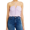 Wayf Lavender Floral Print Ruched Halter Top Sz M NWT