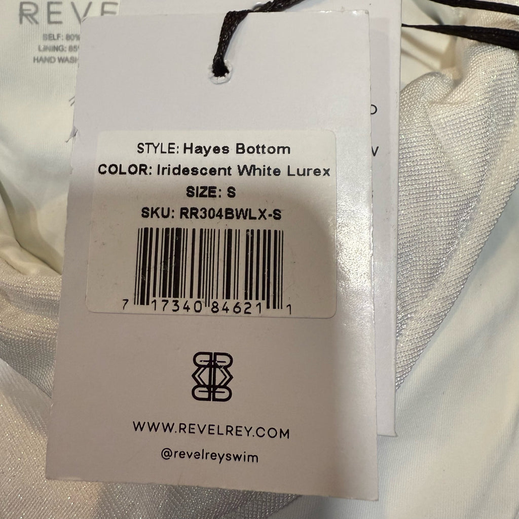 Revel Rey Iridescent White Hayes Belted Bikini Bottom Sz S NWT