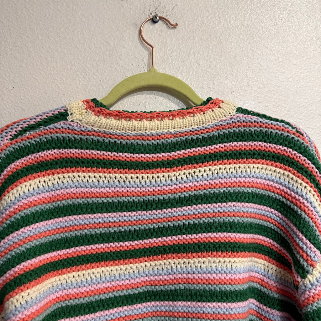 Storia Ivory Multi Striped Crewneck Sweater Sz S NWT