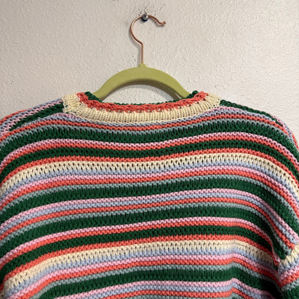 Storia Ivory Multi Striped Crewneck Sweater Sz S NWT