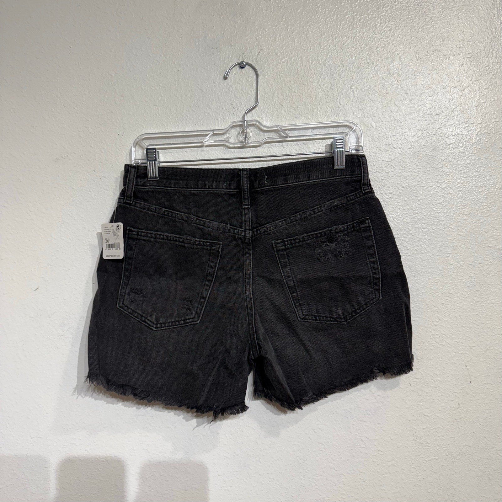 Free People Montero Black Maggie Distressed Shorts Sz 26 NWT