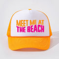 Meet Me at the Beach Orange Retro Summer Snapback Mesh Trucker Hat NWOT