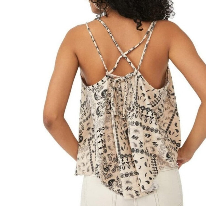 Free People White Tea Combo Hey Girl Tank Top Sz M NWT