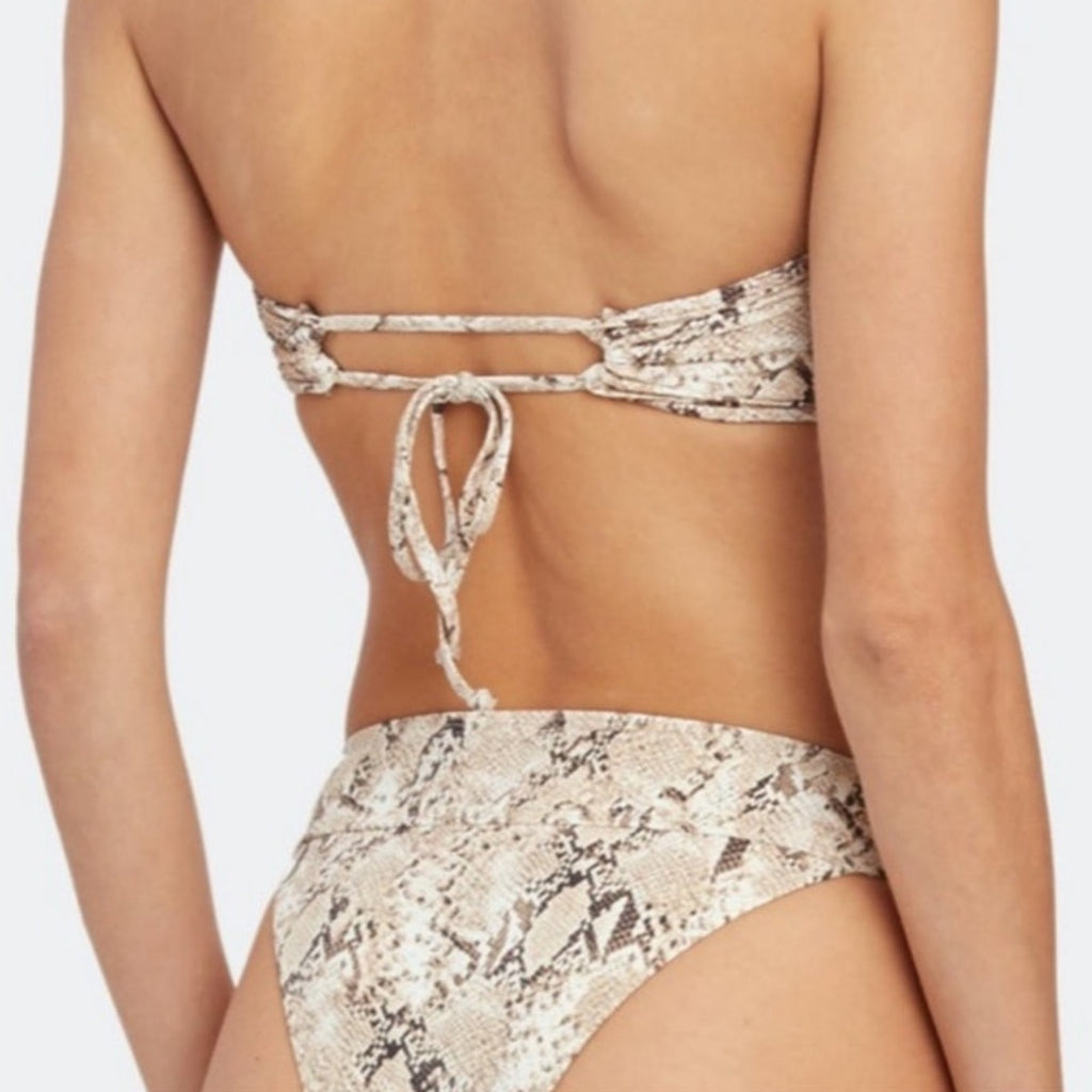 Ellejay Snakeskin Gemma Tie Back Bandeau Top Sz XS NWT