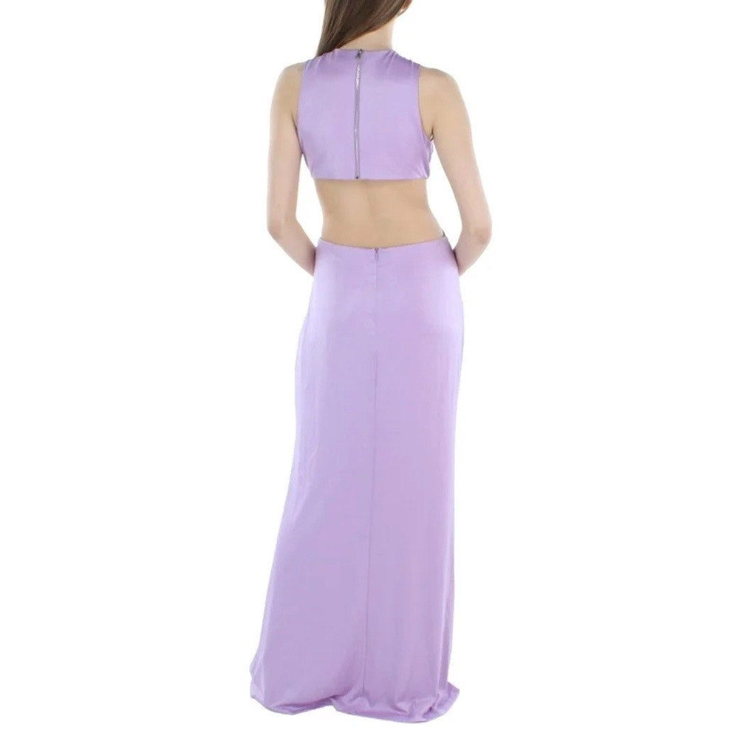 Aqua Violet Ruched Ring Maxi Evening Gown Sz L NWT