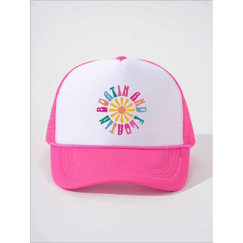 Boatin’ & Floatin’ Graphic Hot Pink Mesh Snapback Trucker Hat NWOT