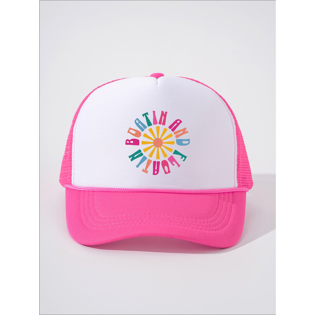 Boatin’ & Floatin’ Graphic Hot Pink Mesh Snapback Trucker Hat NWOT