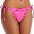 PQ Swim Pink Ruched Side Tie Bikini Bottom Sz L NWT