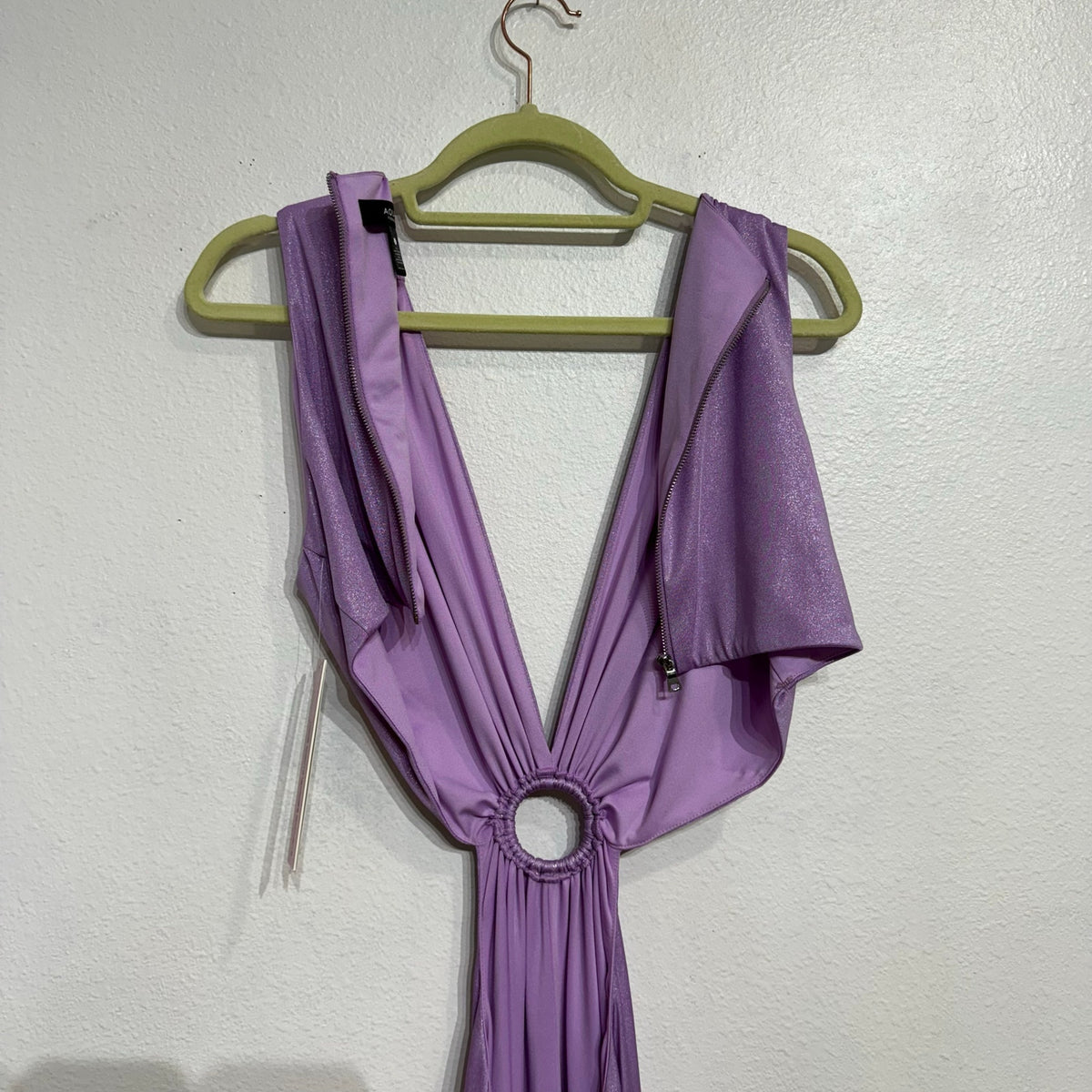 Aqua Violet Ruched Ring Maxi Evening Gown Sz L NWT