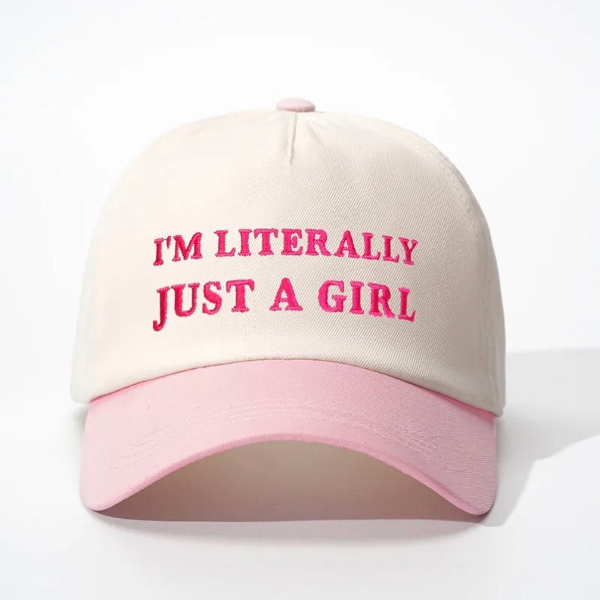 I’m Literally Just A Girl Pink Cream Adjustable Hat NWT