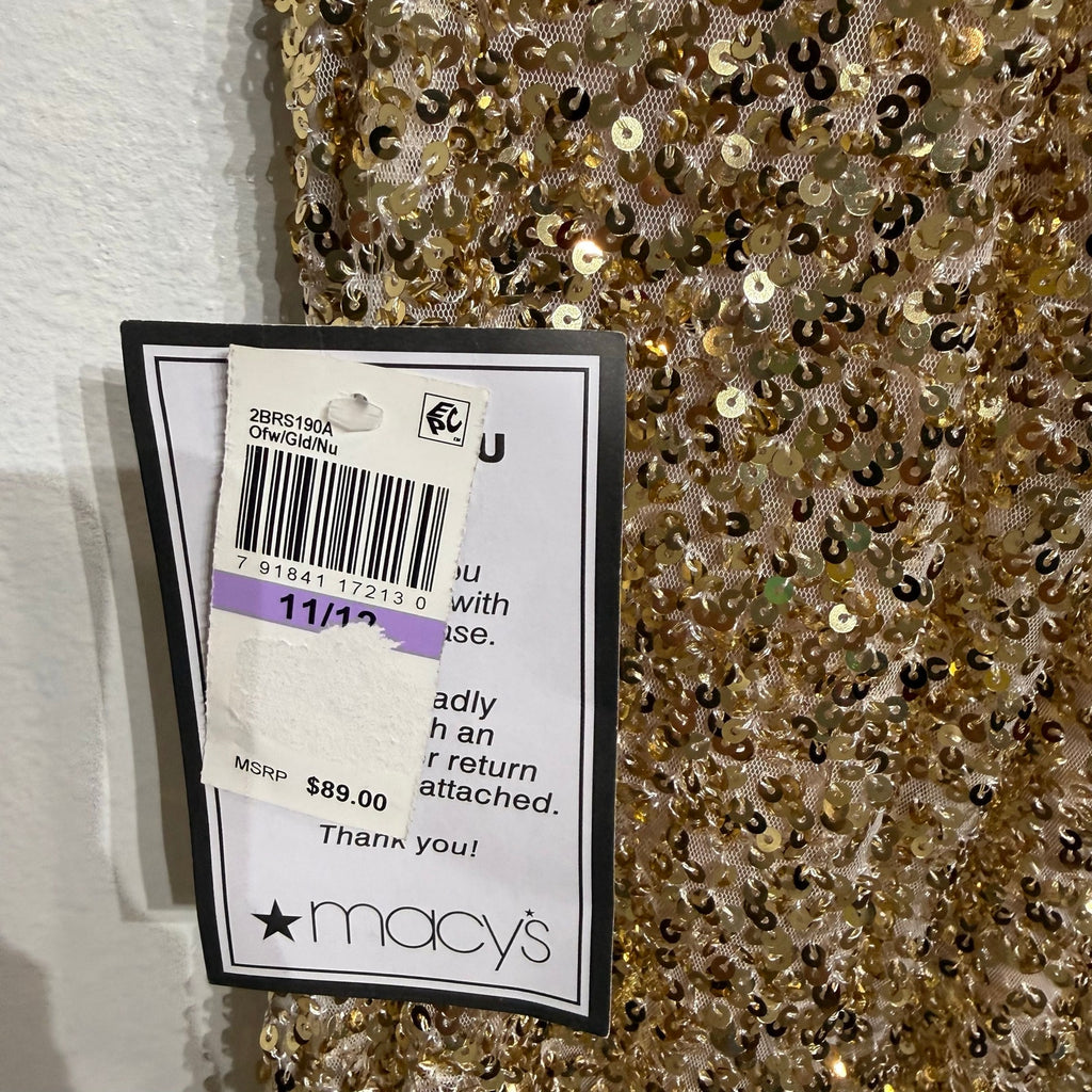 B Darlin Gold Sequin Cowl Neck Mini Dress NWT Sz 11/12