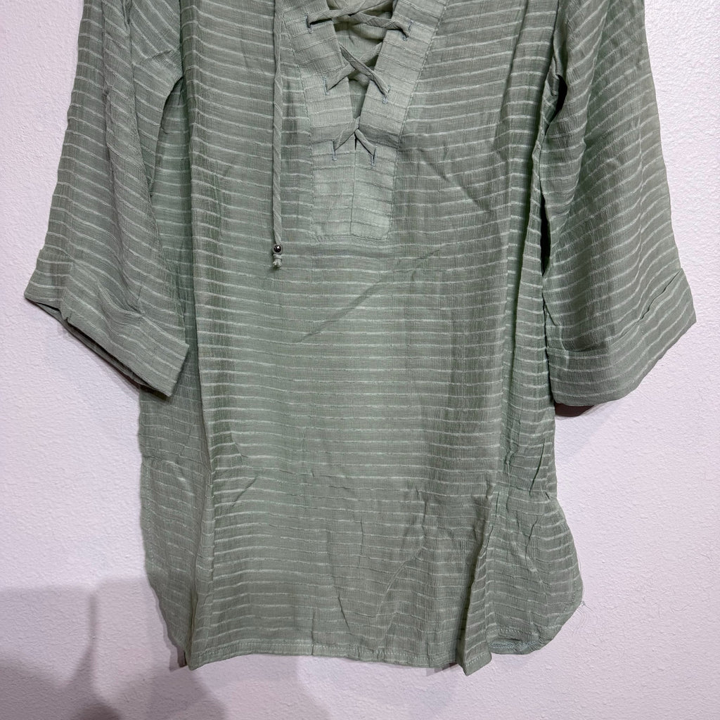 J. Valdi Sage Lace Up Shirt Swim Cover Up Sz S NWT