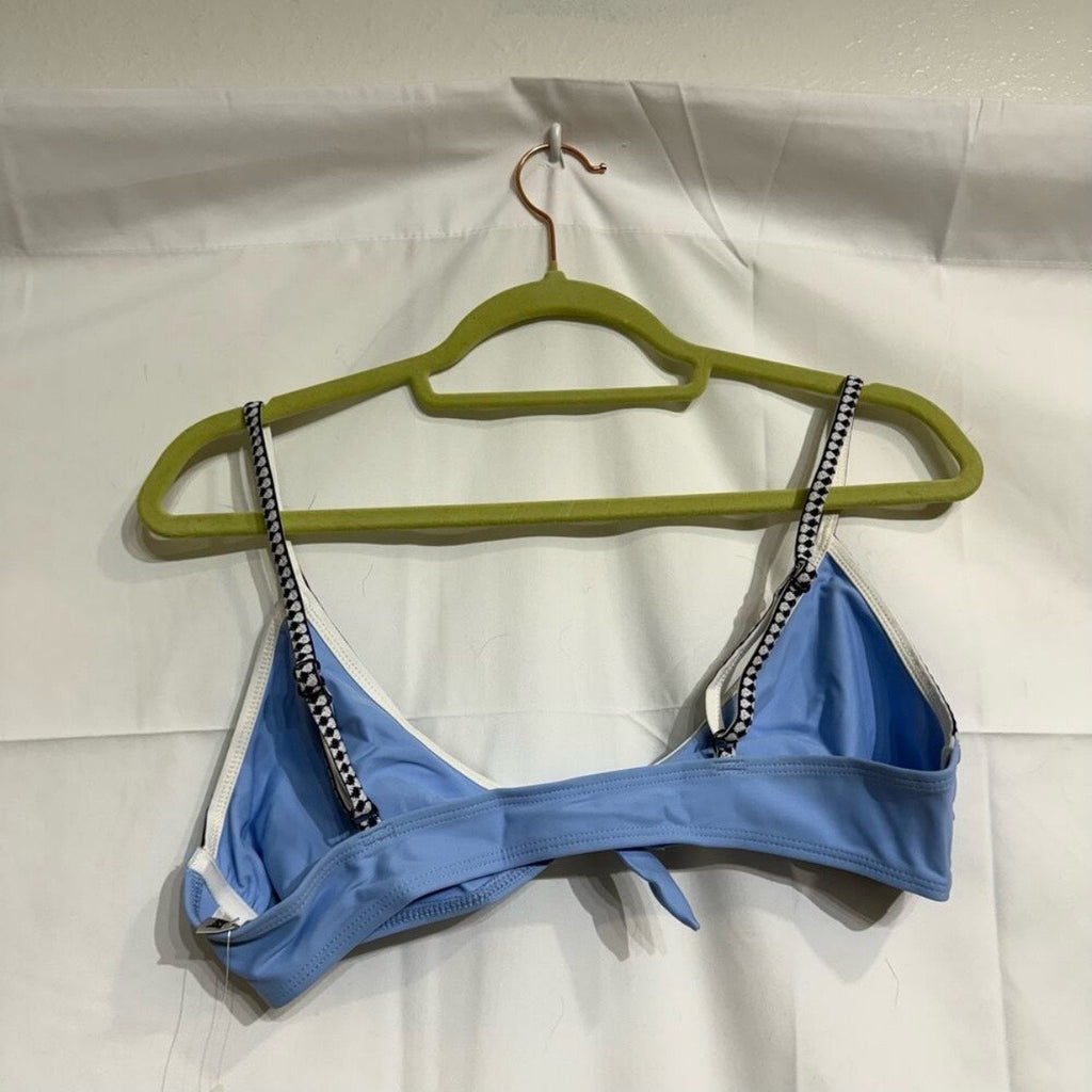 Lemlem Sky Blue Lena Tie Front Bikini Top Sz XL NWT