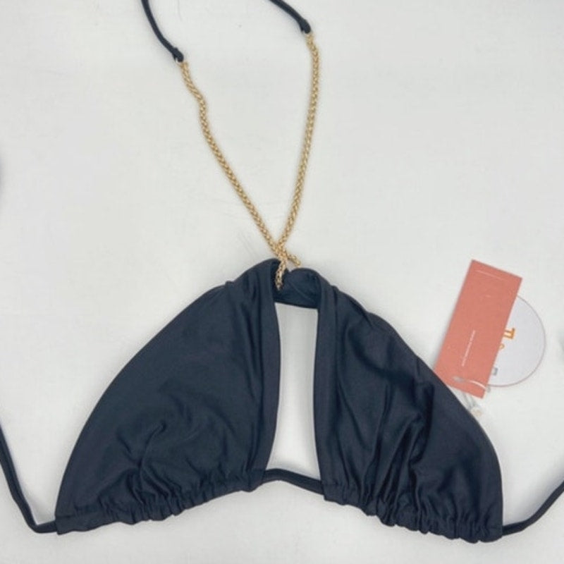 PQ Swim Black Gwen Chain Bikini Top Sz M NWT