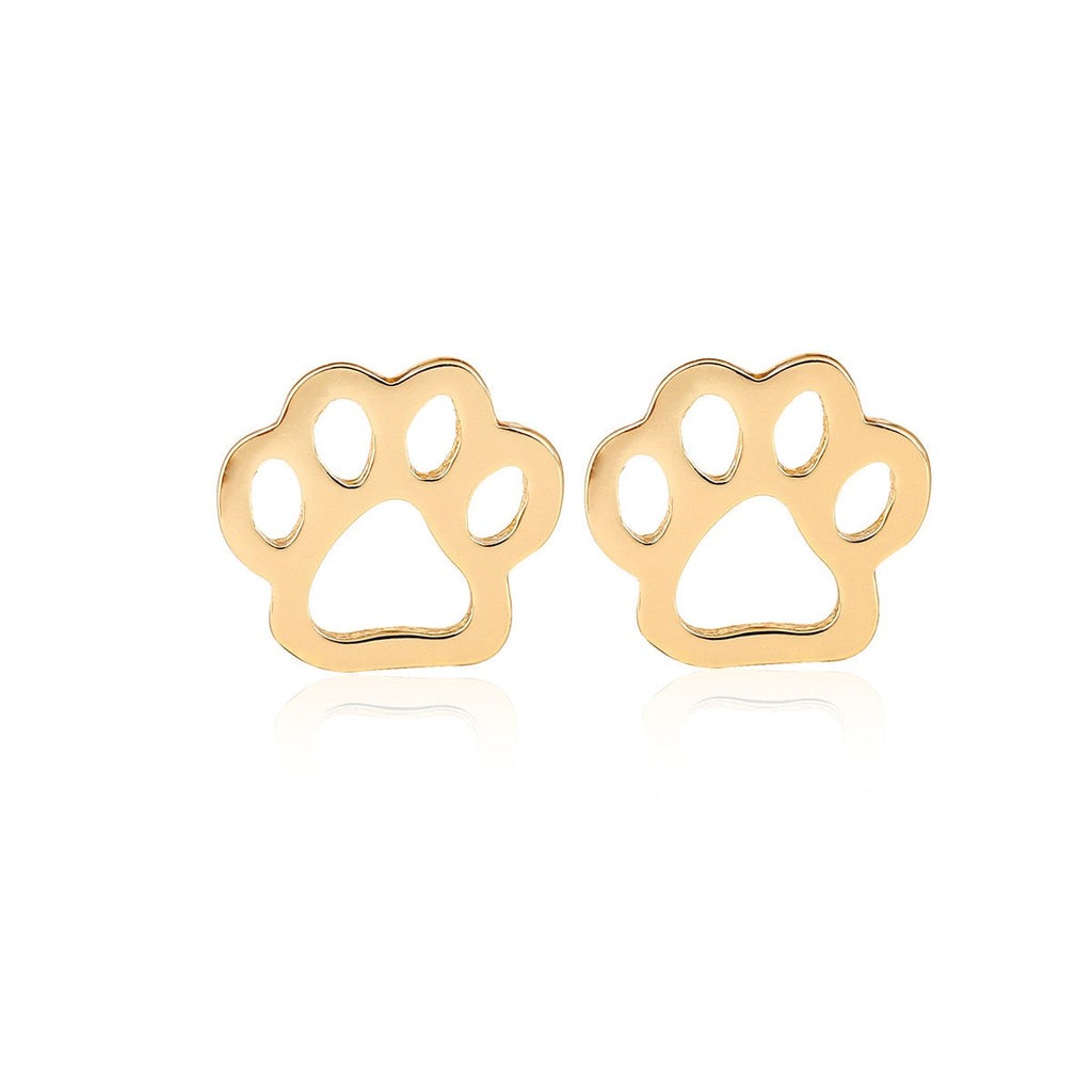 Gold Paw Print Stud Earrings Pet Lover Stainless Steel Earrings NWOT