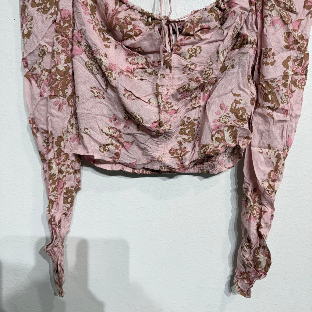 Free People Pink Combo Cropped Hilary Top Sz XS NWT