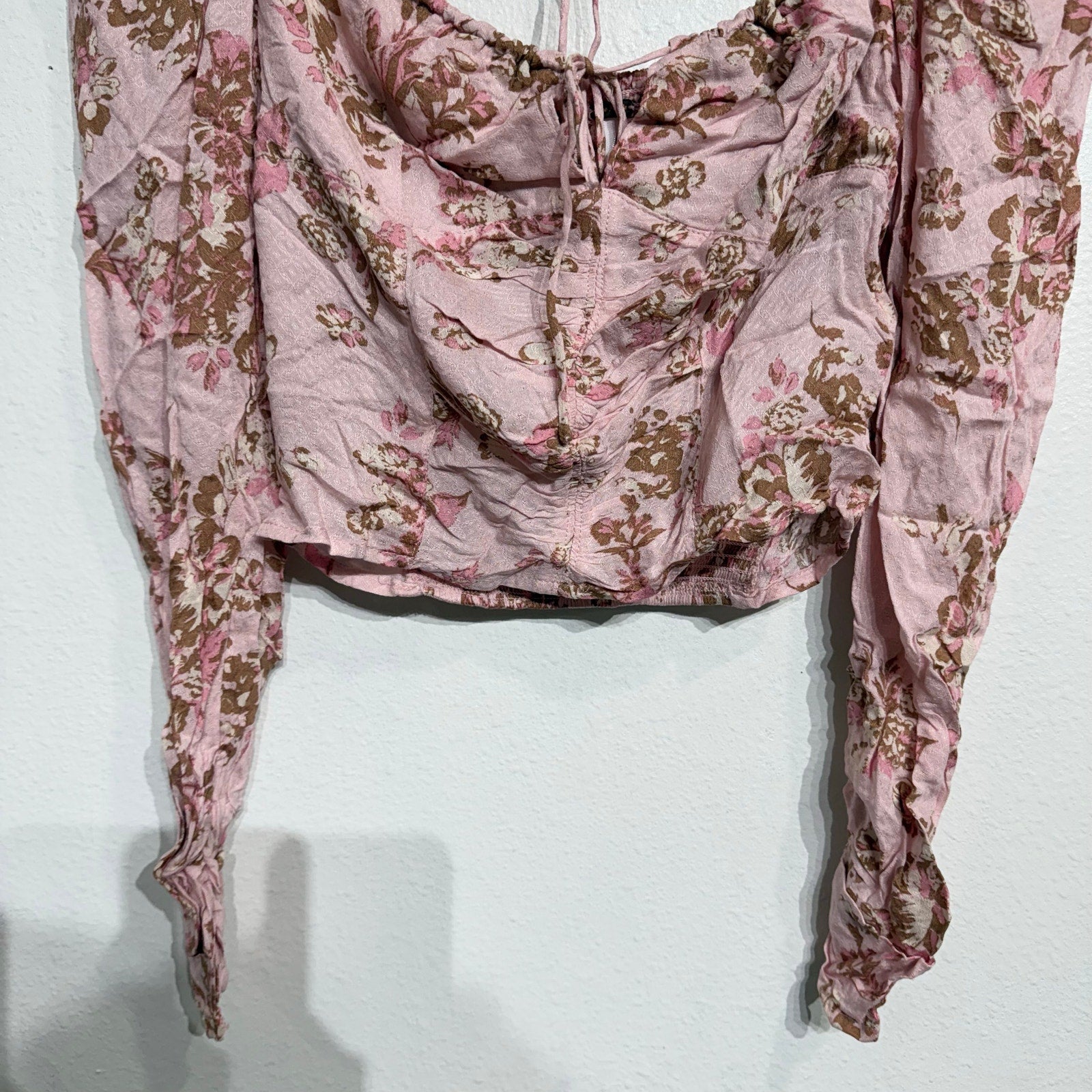 Free People Pink Combo Cropped Hilary Top Sz XS NWT