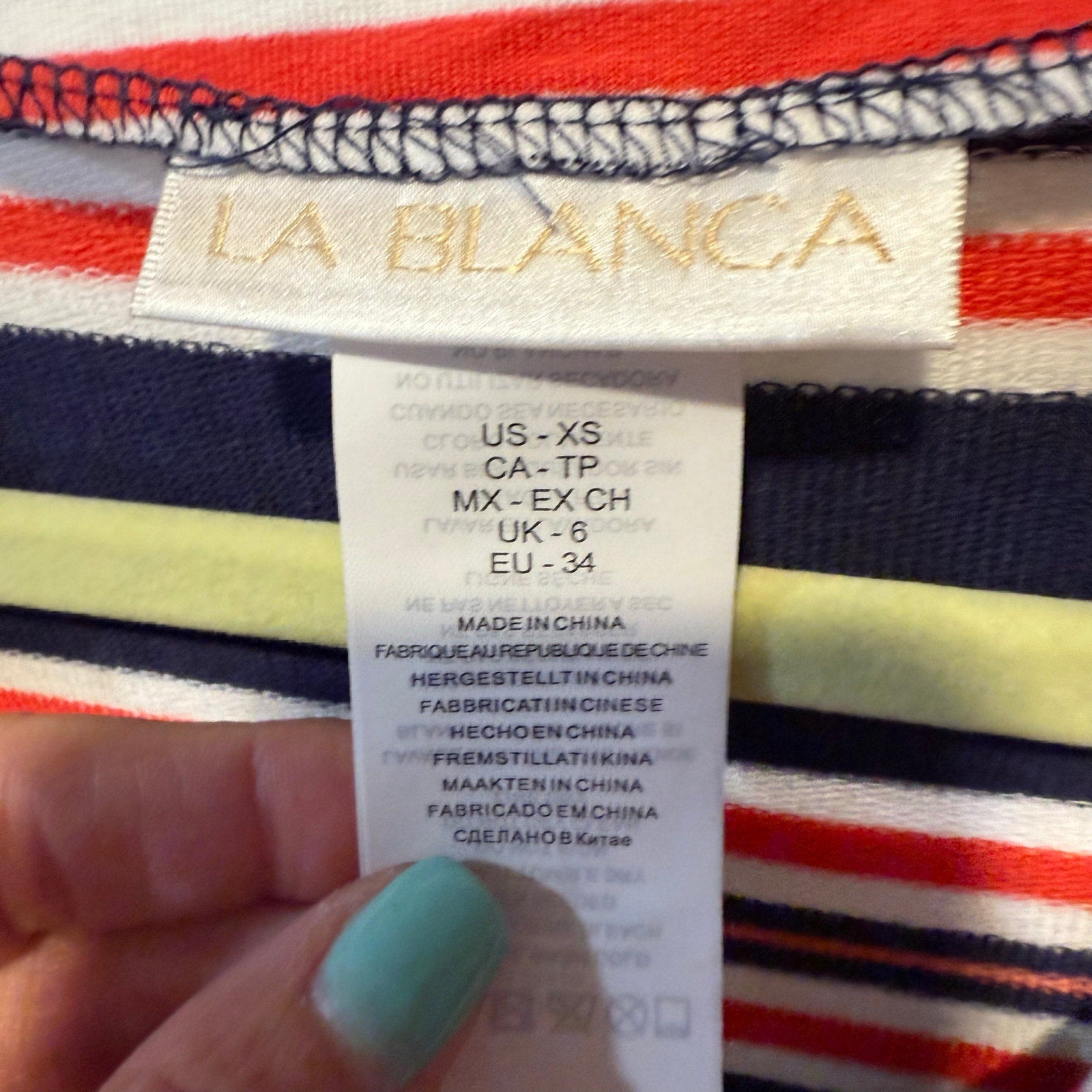 La Blanca Blue Sailor Striped Lace Up Cover Up Tunic Sz XS NWT