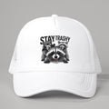 Stay Trashy White Funny Raccoon Snapback Mesh Trucker Hat NWOT