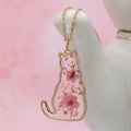 Floral Friend Gold Cat Dried Flower Necklace