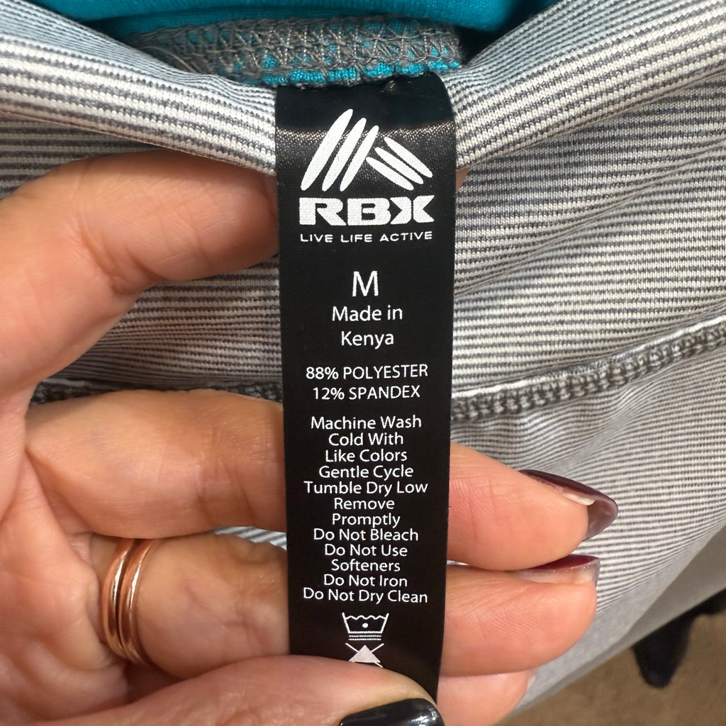 RBX Gray High Rise Striped Ankle Leggings Sz M NWT