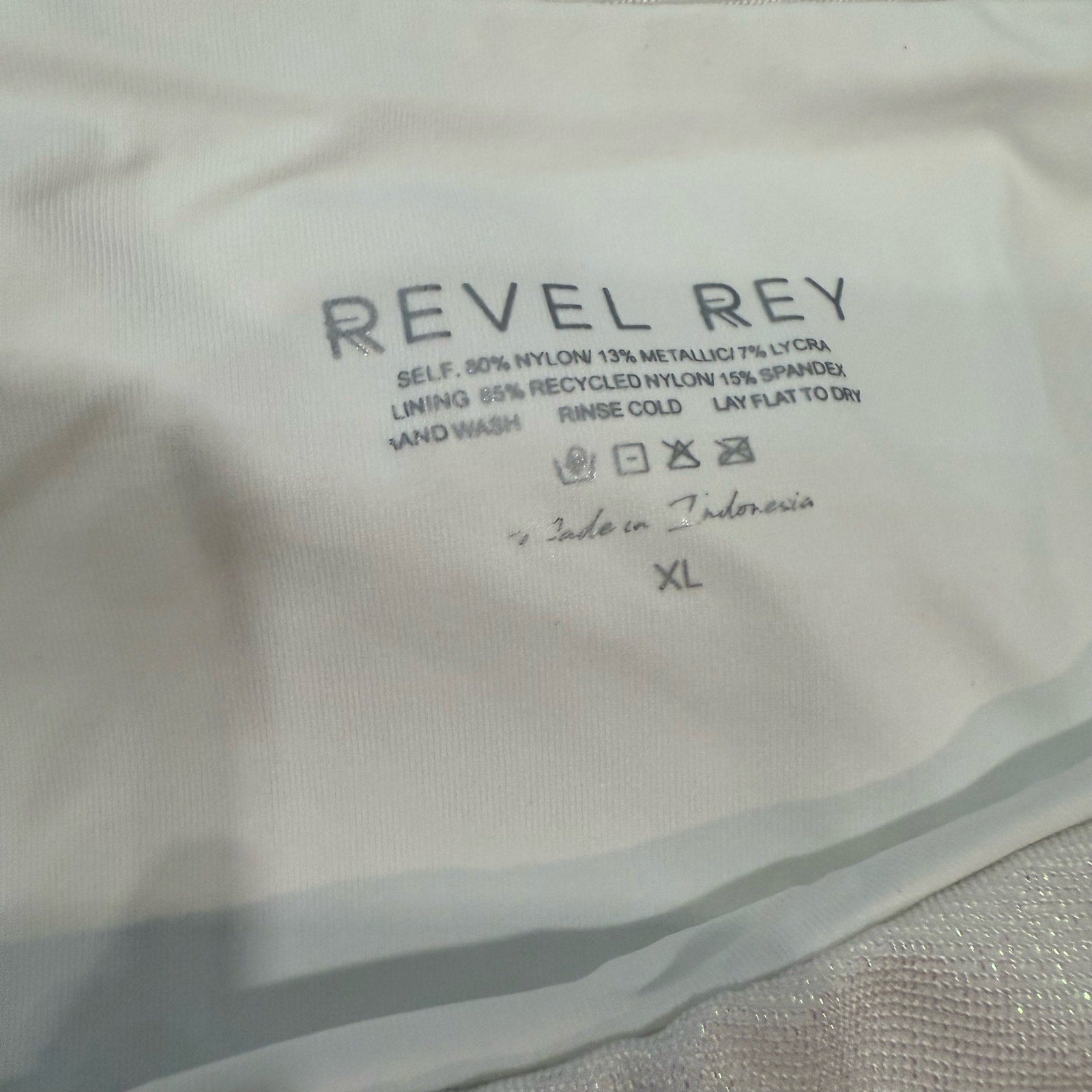 Revel Rey Iridescent White Hayes Belted Bikini Bottom Sz XL NWT