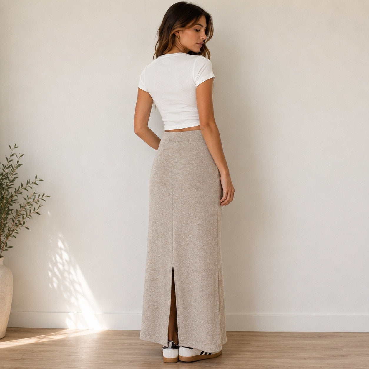 Universal Thread Beige Sweater Knit Maxi Skirt Minimalist Sz M NWT