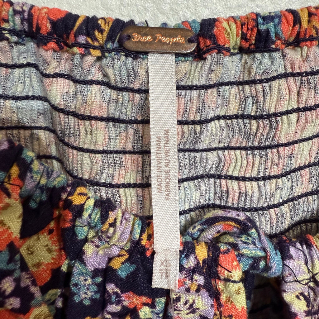 Free People Navy Combo Show Me Loe Floral Square Neck Romper Sz XS NWT