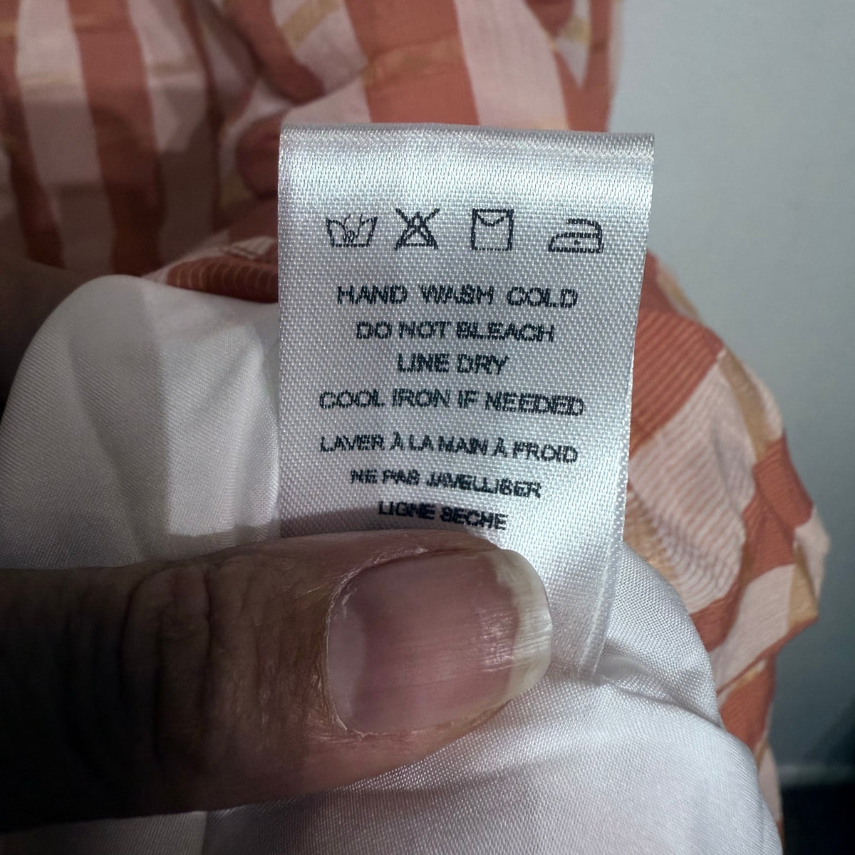 DRA Nicole Peach Striped Organza Midi Dress Sz M NWT