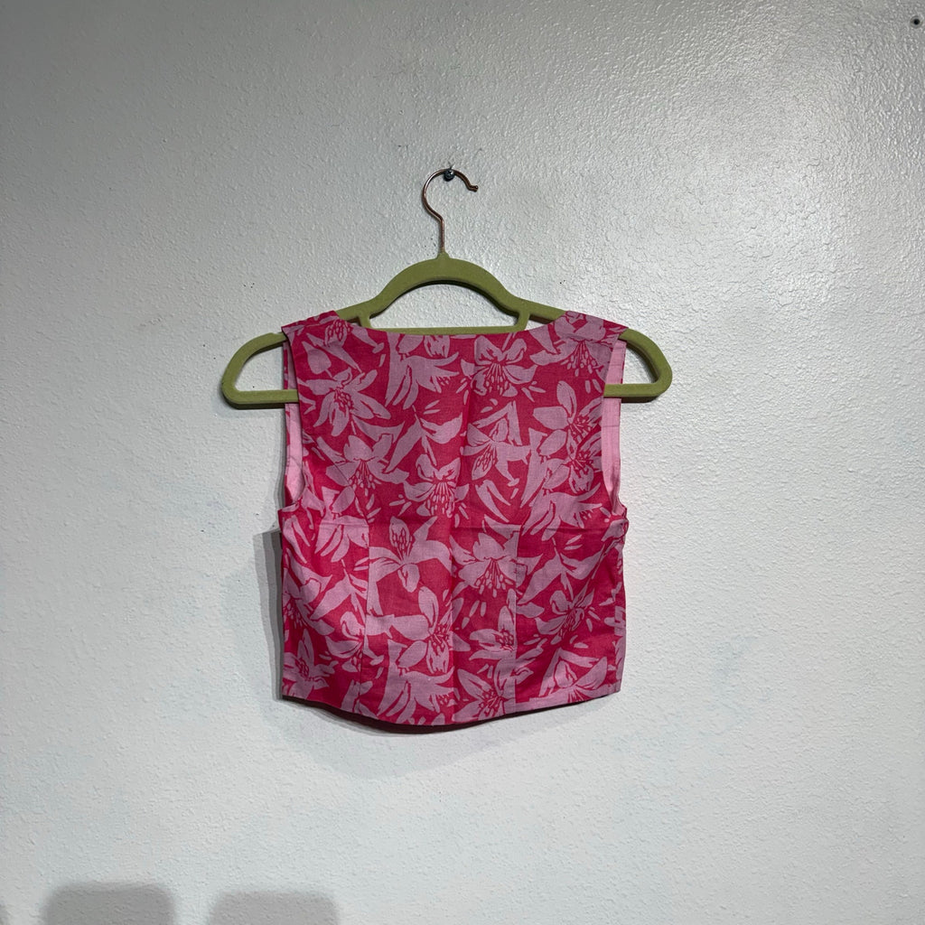 Charlie Holiday Pink Hibiscus Madonna Underwire Floral Crop Top Sz S NWT