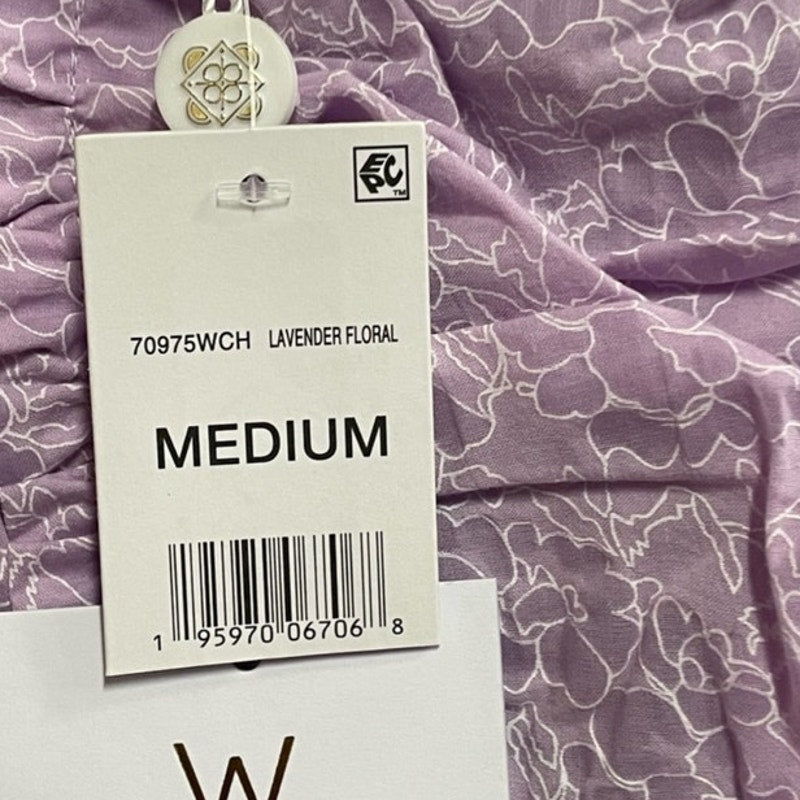 Wayf Lavender Floral Print Ruched Halter Top Sz M NWT