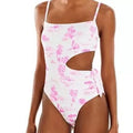 Aqua Pink Tropical Safari Cut Out One Piece Sz XL NWT