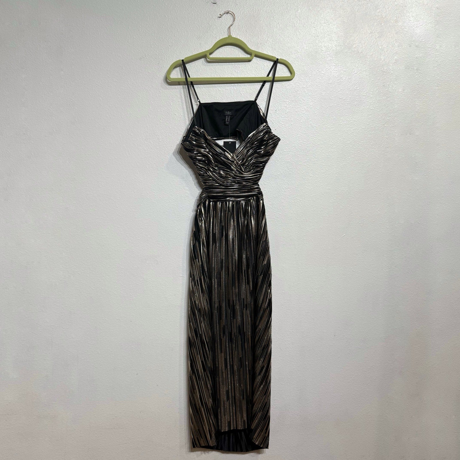 Aidan By Aidan Mattox Black Metallic Pleated Midi Dress Sz 8 NWT