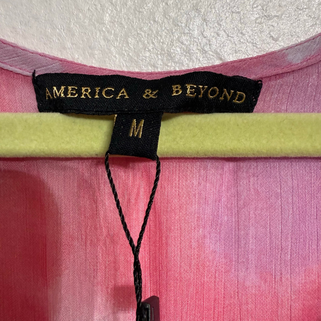 America & Beyond Pink Totally Tie Dyed Maxi Cover Up Sz M NWT