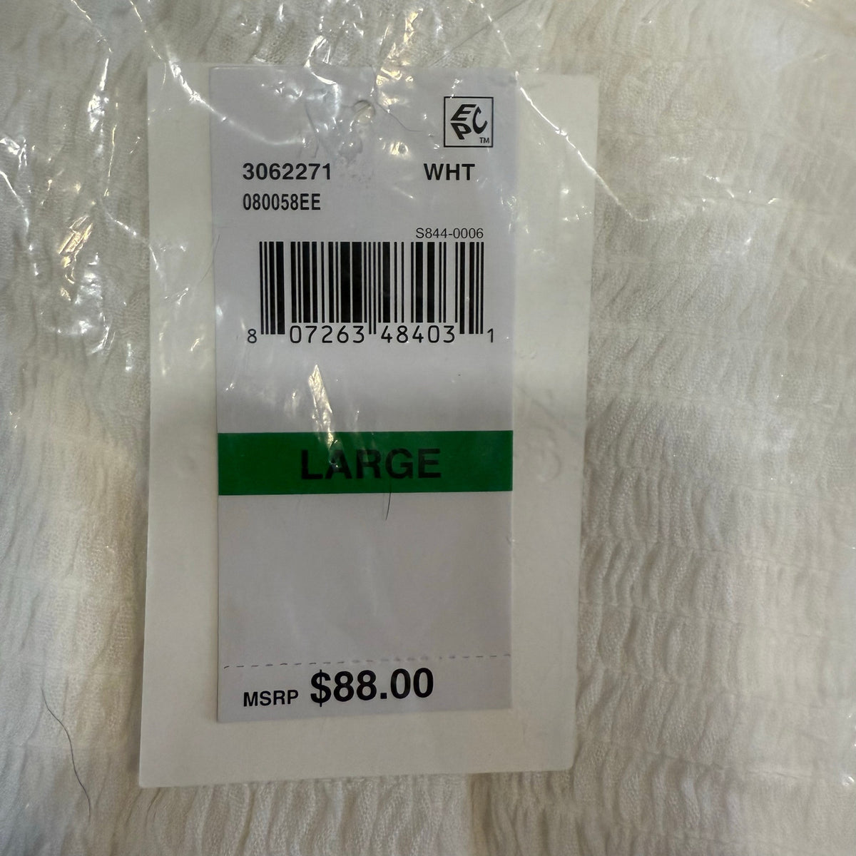Becca Swim White Ponza Smocked One Shoulder Dress Sz L NWT