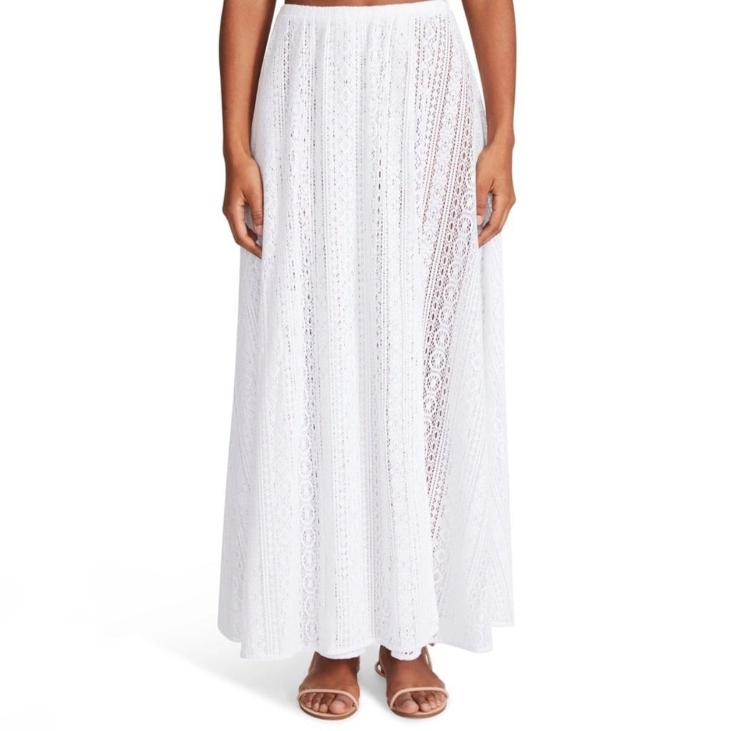 BB DAKOTA White The Seeker Crochet Maxi Skirt Sz XS NWT