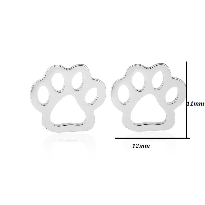 Silver Paw Print Stud Earrings Stainless Steel Pet Lover Earrings NWOT
