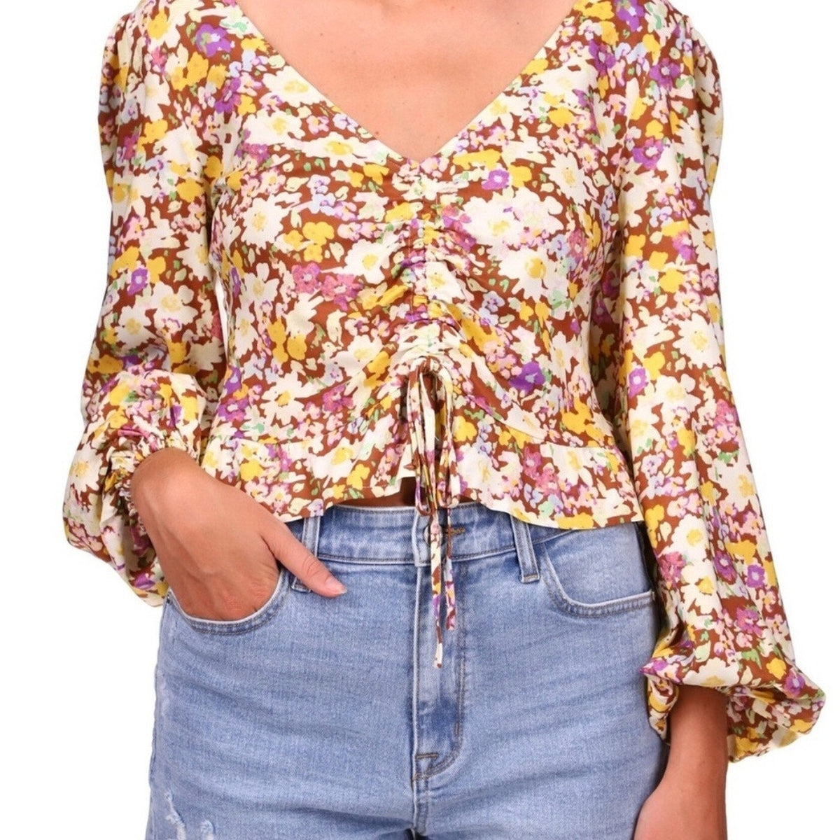 Sanctuary Sunny Field Drawn To You Floral Top Sz XS NWT