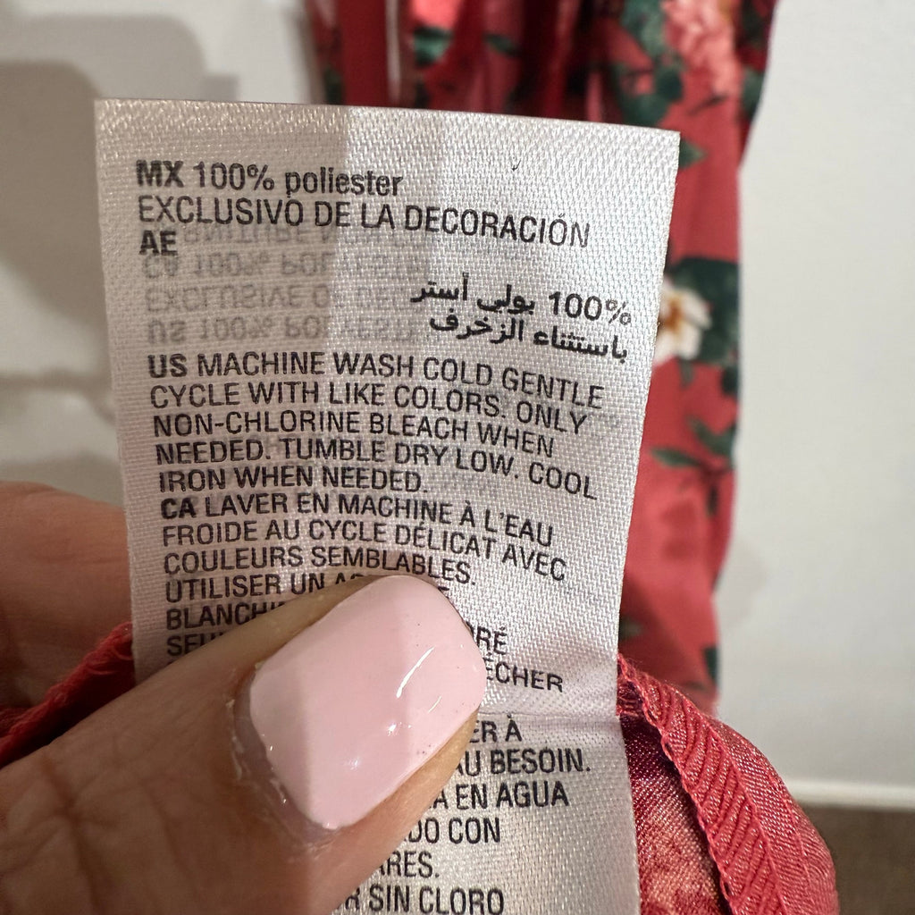 INC International Concepts Pink Floral Lace Trim Satin Robe Sz S NWT
