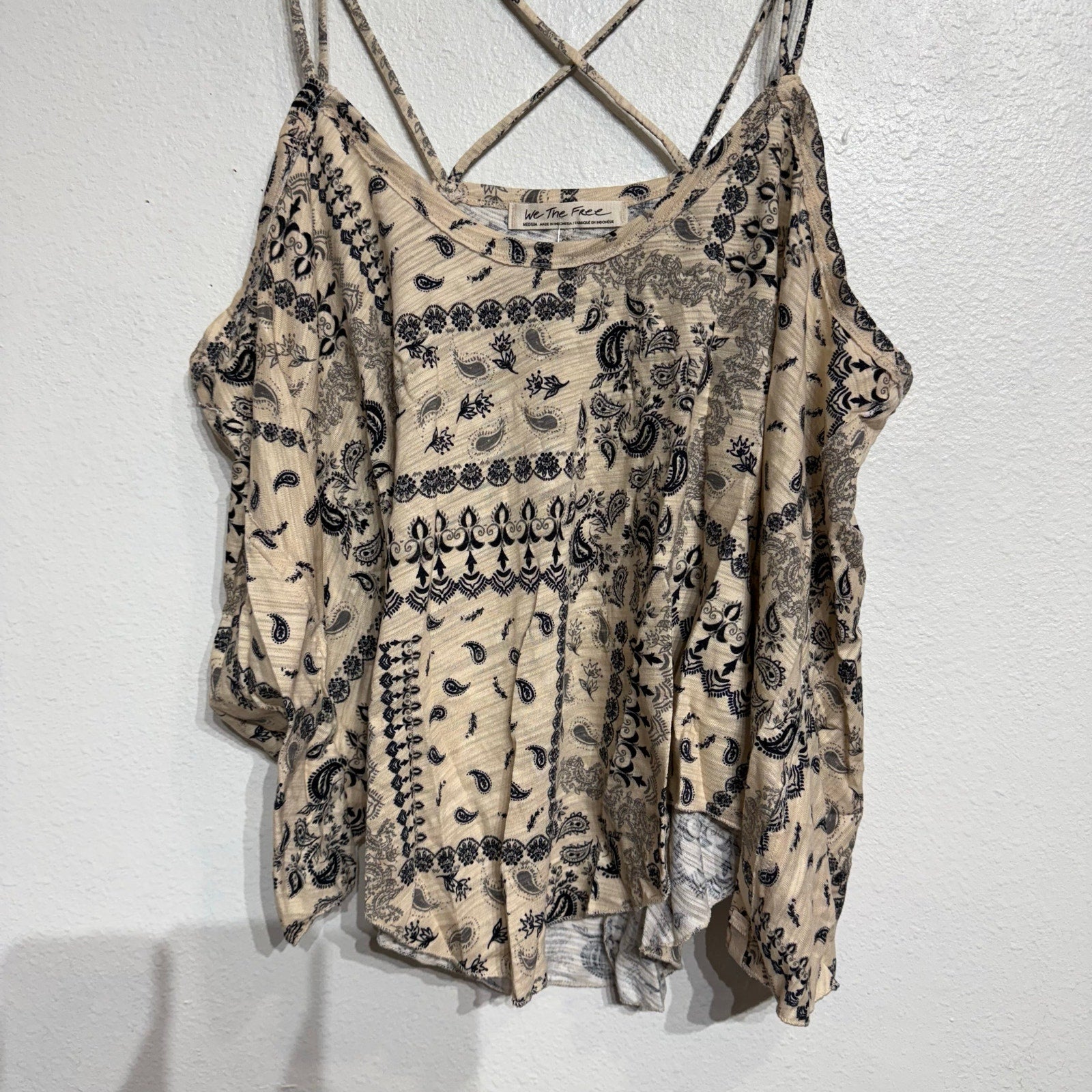 Free People White Tea Combo Hey Girl Tank Top Sz M NWT