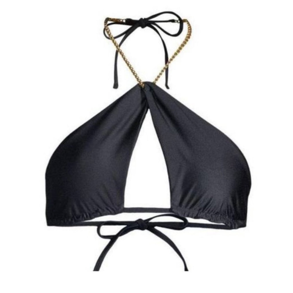 PQ Swim Black Gwen Chain Bikini Top Sz S NWT