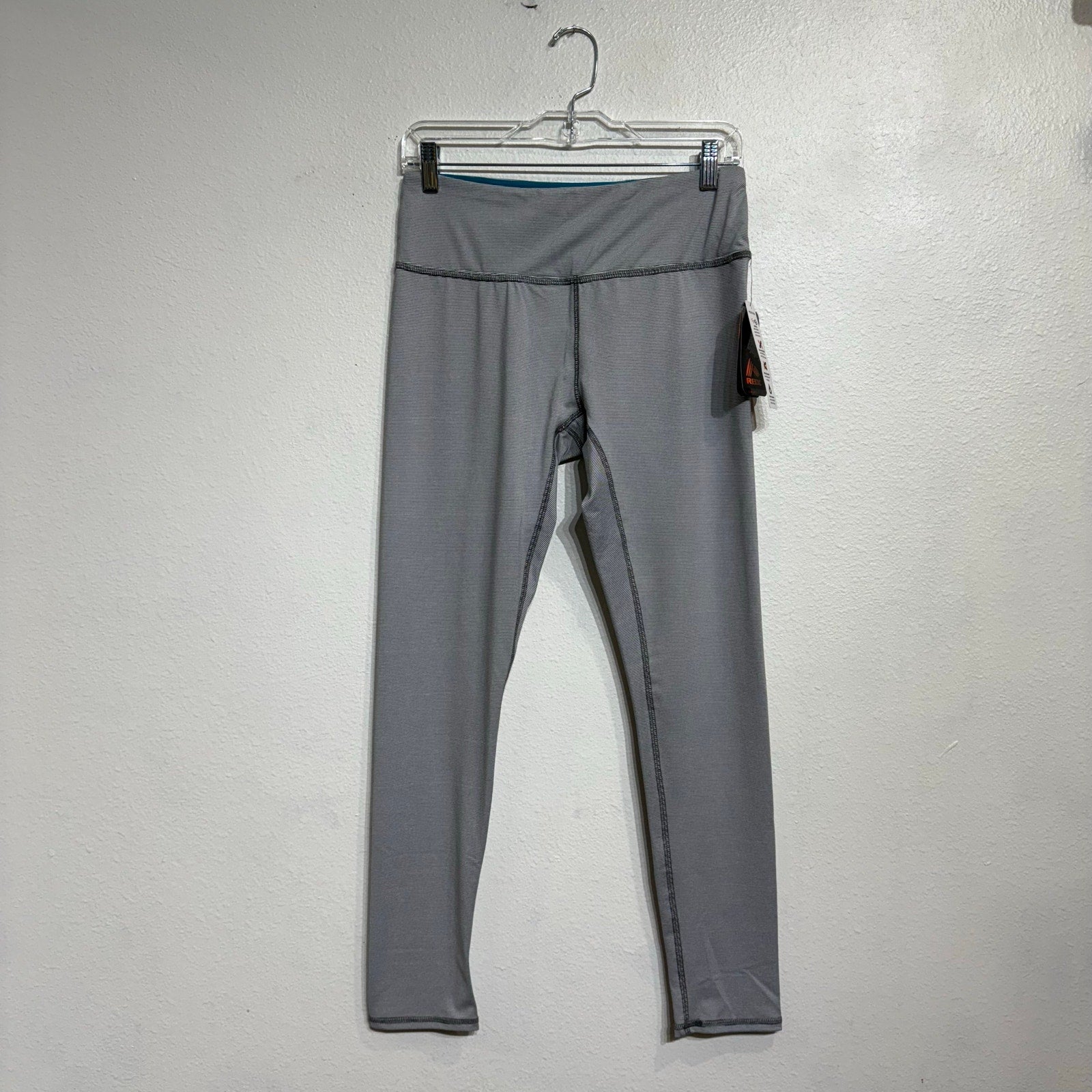 RBX Gray High Rise Striped Ankle Leggings Sz M NWT