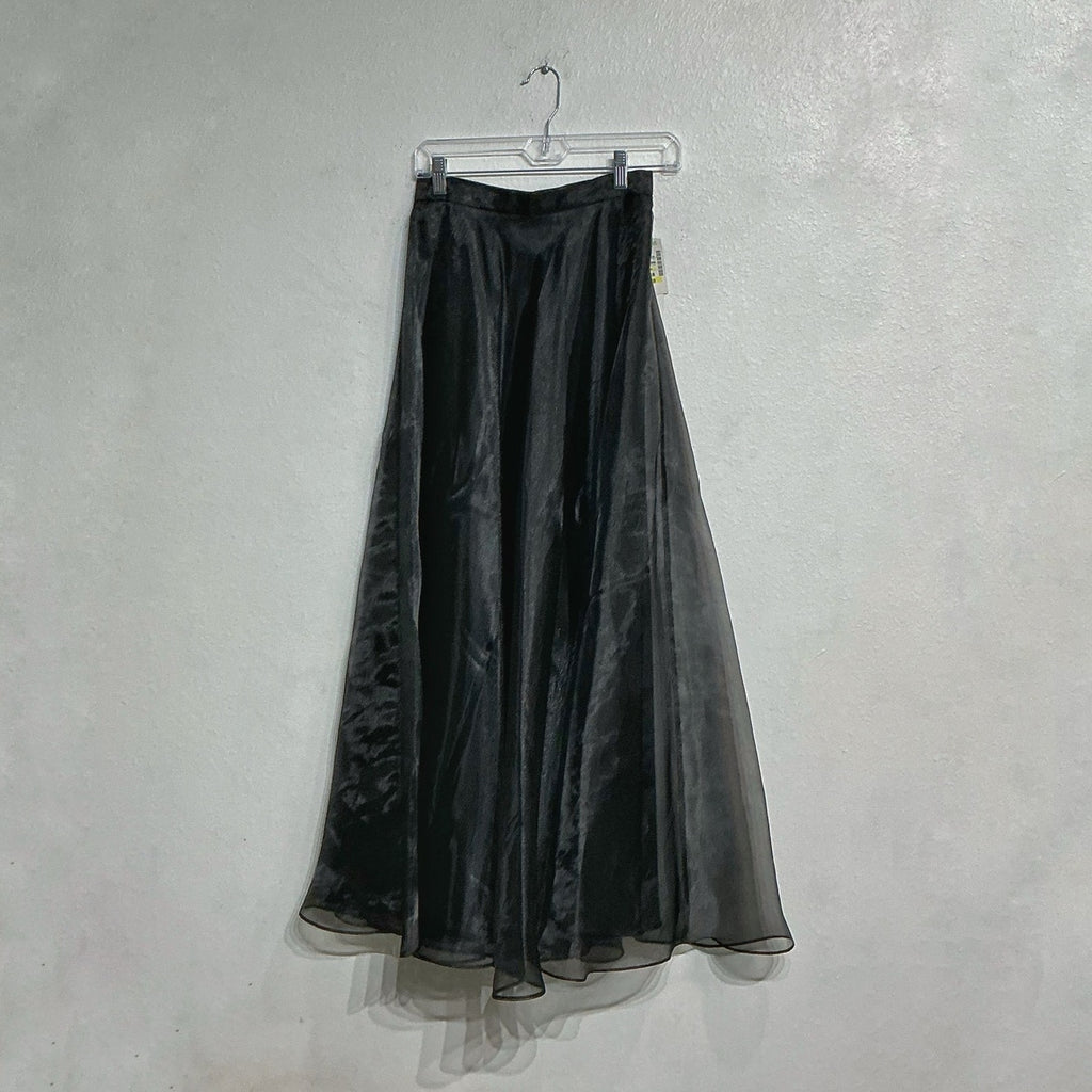 MSK Black Mesh Maxi Skirt Elastic Waist Sz M NWT