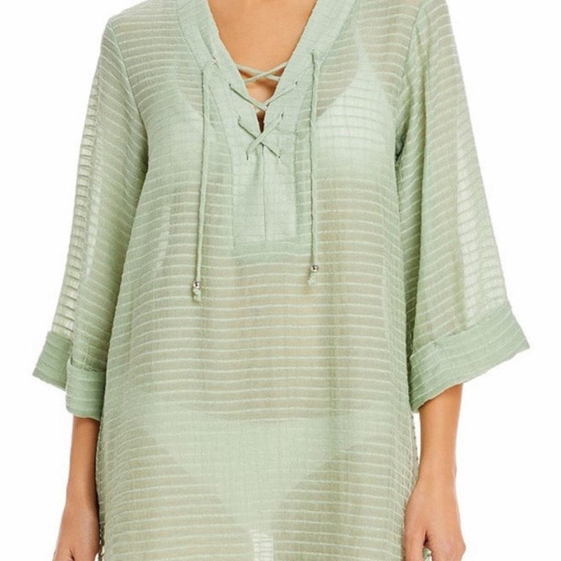 J. Valdi Sage Lace Up Shirt Swim Cover Up Sz S NWT