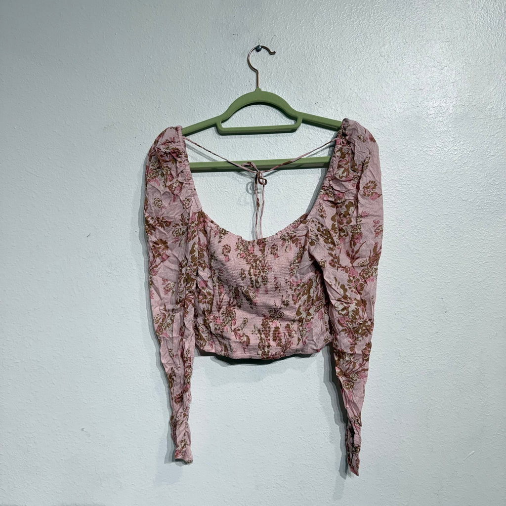 Free People Pink Combo Cropped Hilary Top Sz XS NWT